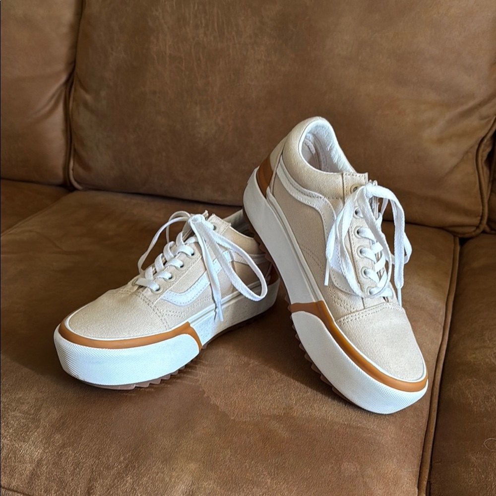 Vans Women's Stackform Sneakers in Cream and Tan